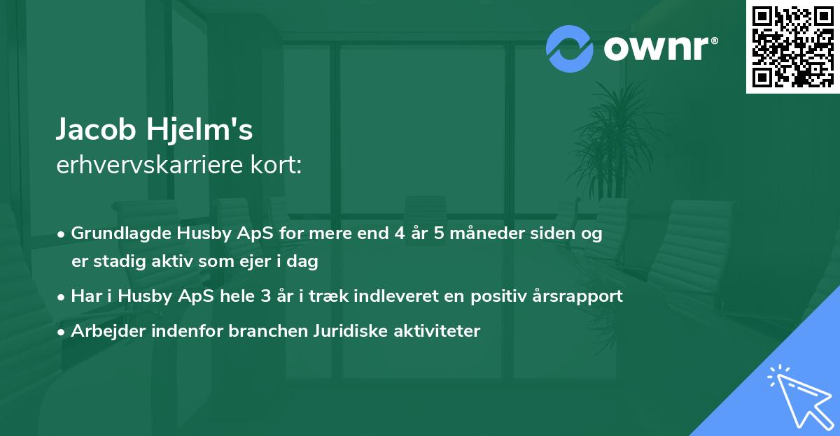 Jacob Hjelm's erhvervskarriere kort