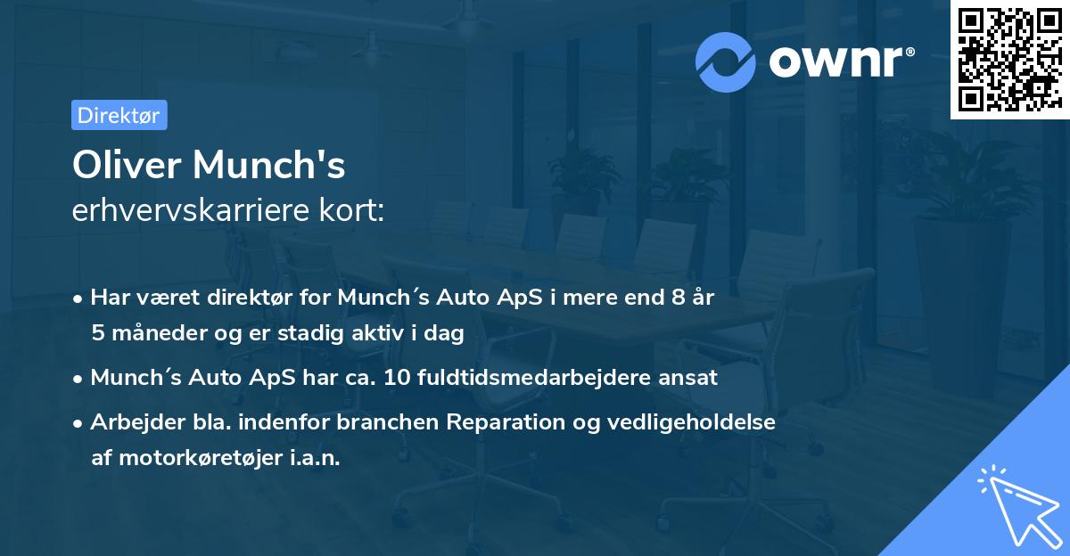 Oliver Munch's erhvervskarriere kort