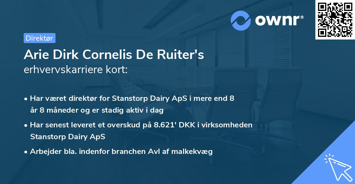 Arie Dirk Cornelis De Ruiter's erhvervskarriere kort
