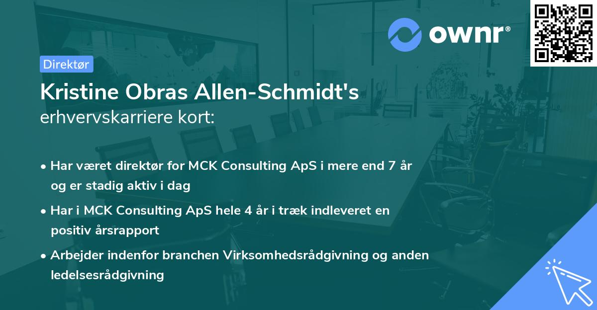 Kristine Obras Allen-Schmidt's erhvervskarriere kort