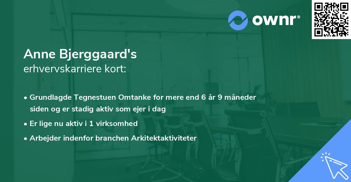 Anne Bjerggaard's erhvervskarriere kort