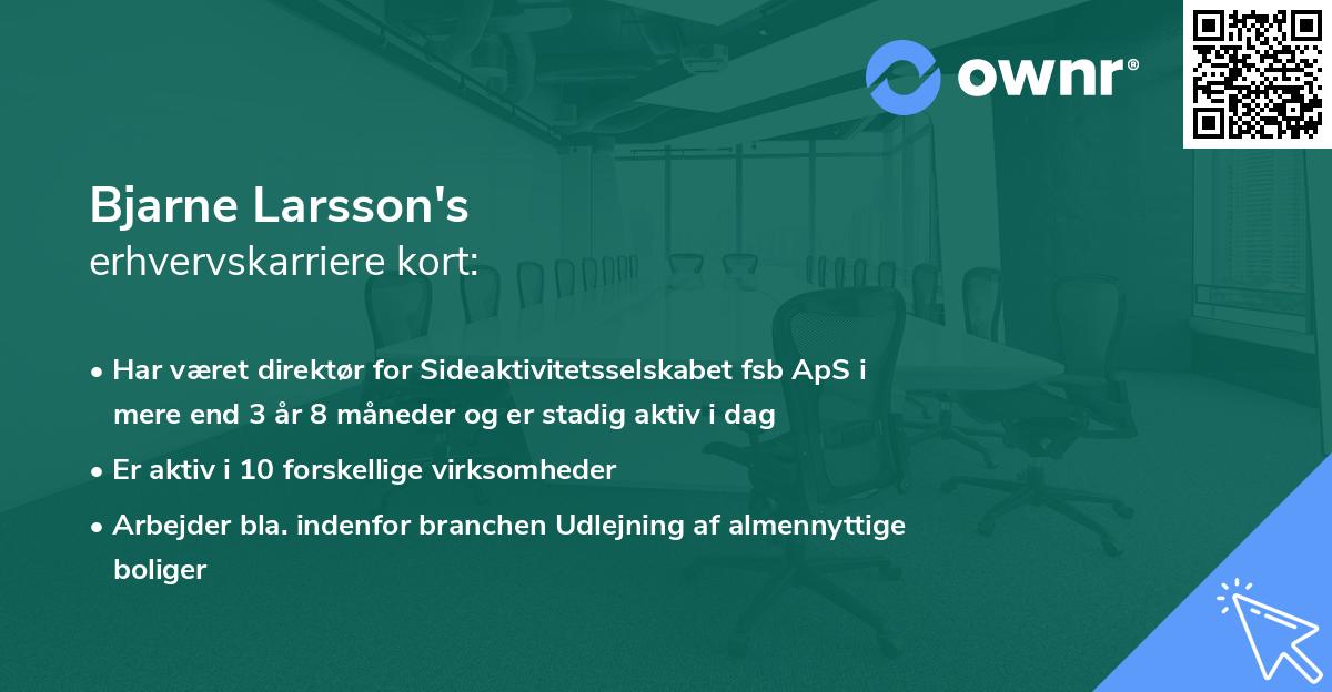 Bjarne Larsson's erhvervskarriere kort