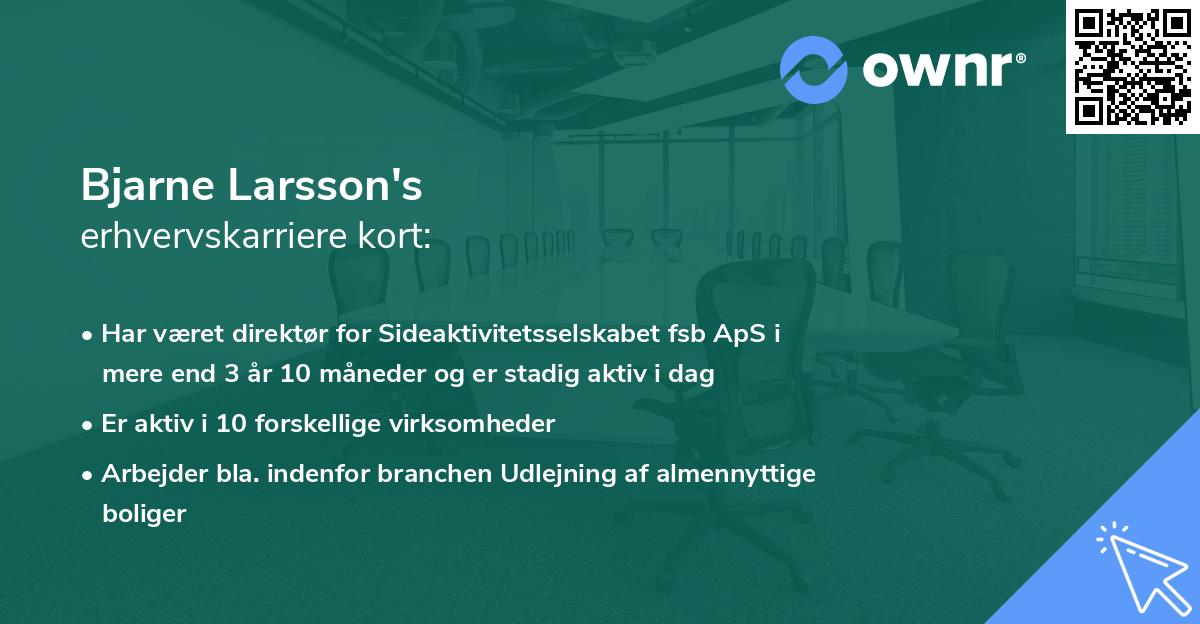 Bjarne Larsson's erhvervskarriere kort