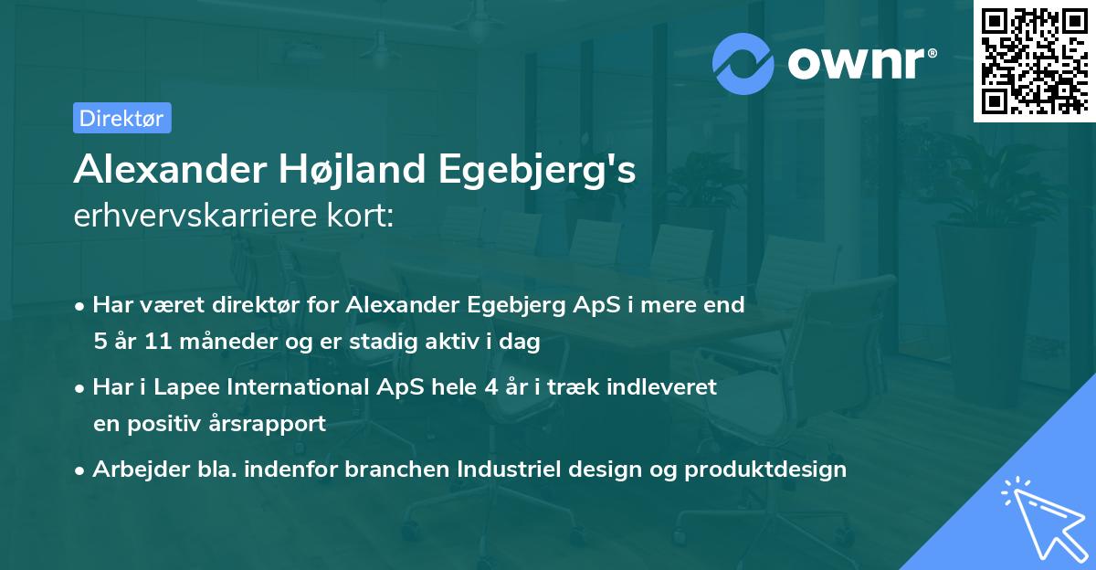 Alexander Højland Egebjerg's erhvervskarriere kort