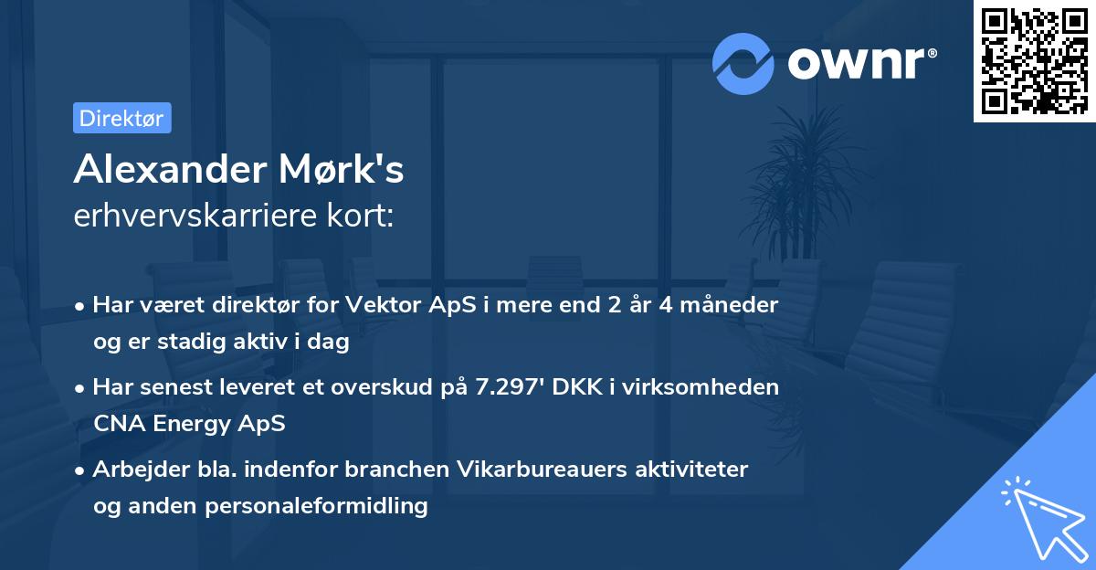 Alexander Mørk's erhvervskarriere kort