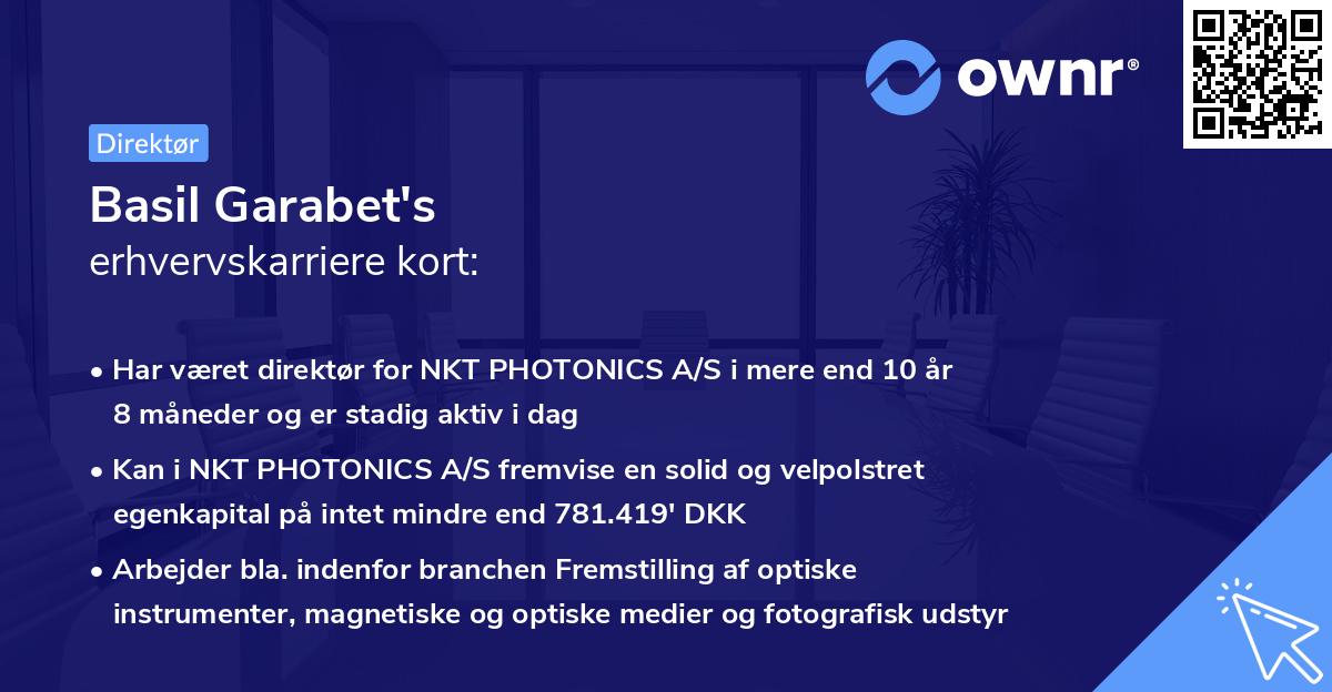 Basil Garabet's erhvervskarriere kort