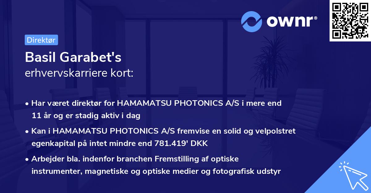 Basil Garabet's erhvervskarriere kort