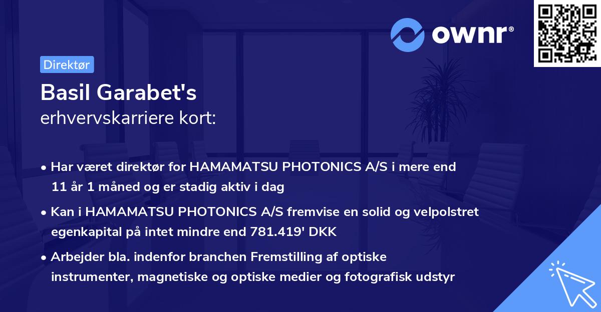 Basil Garabet's erhvervskarriere kort