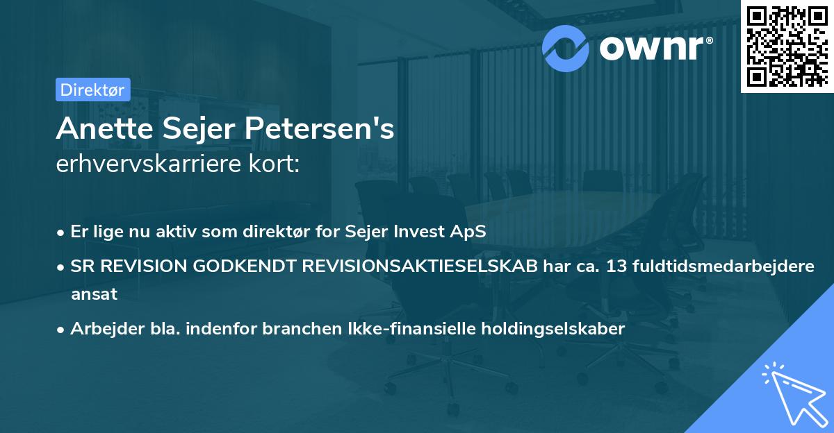 Anette Sejer Petersen's erhvervskarriere kort