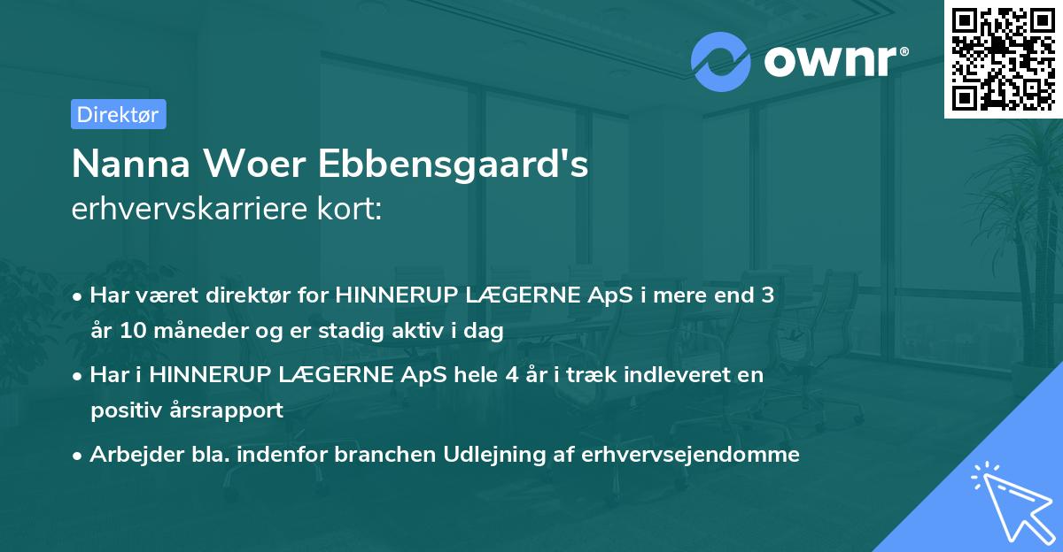 Nanna Woer Ebbensgaard's erhvervskarriere kort