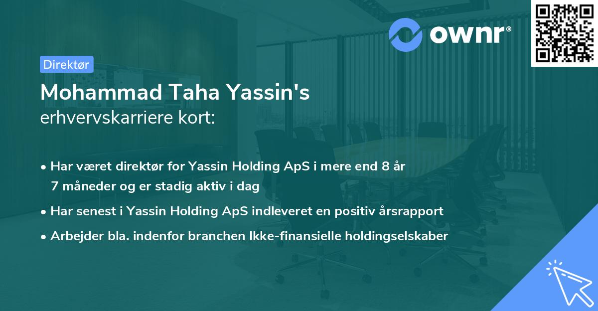 Mohammad Taha Yassin's erhvervskarriere kort