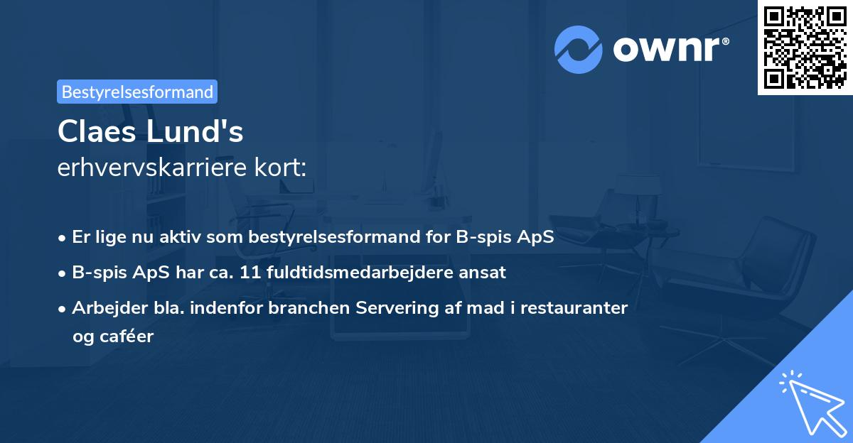Claes Lund's erhvervskarriere kort