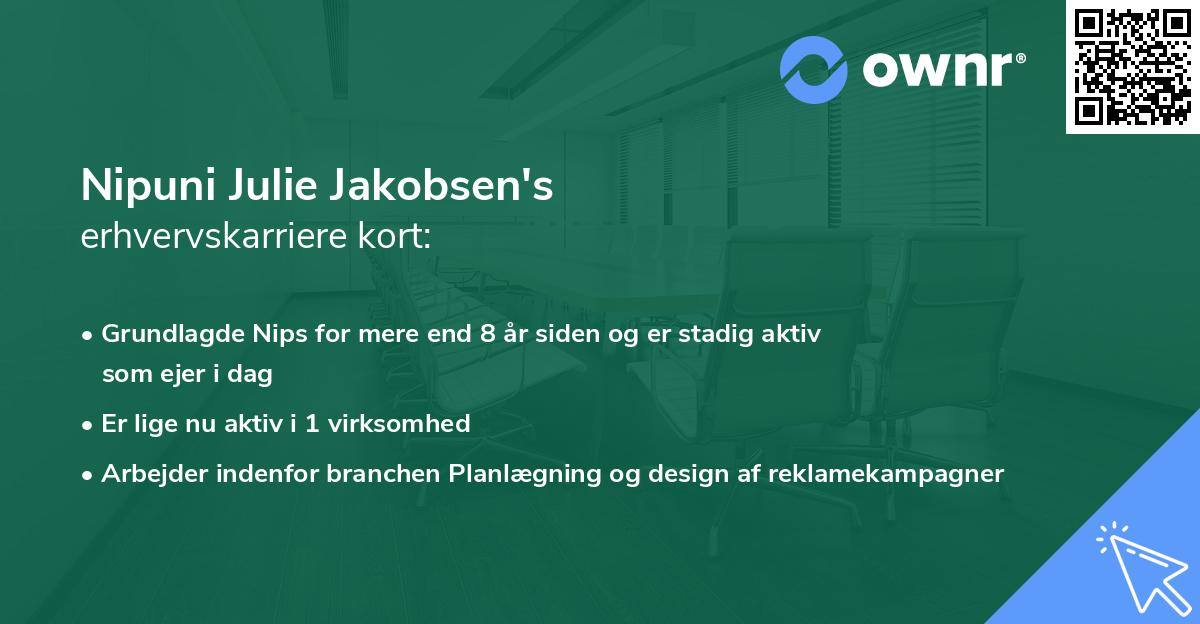 Nipuni Julie Jakobsen's erhvervskarriere kort