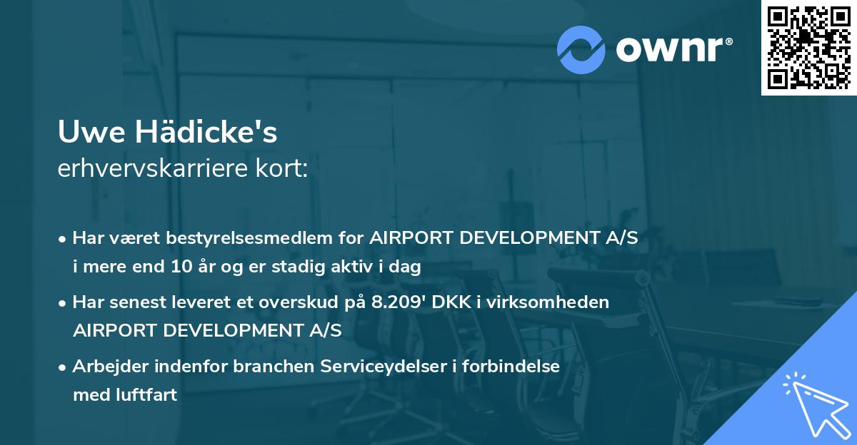 Uwe Hädicke's erhvervskarriere kort