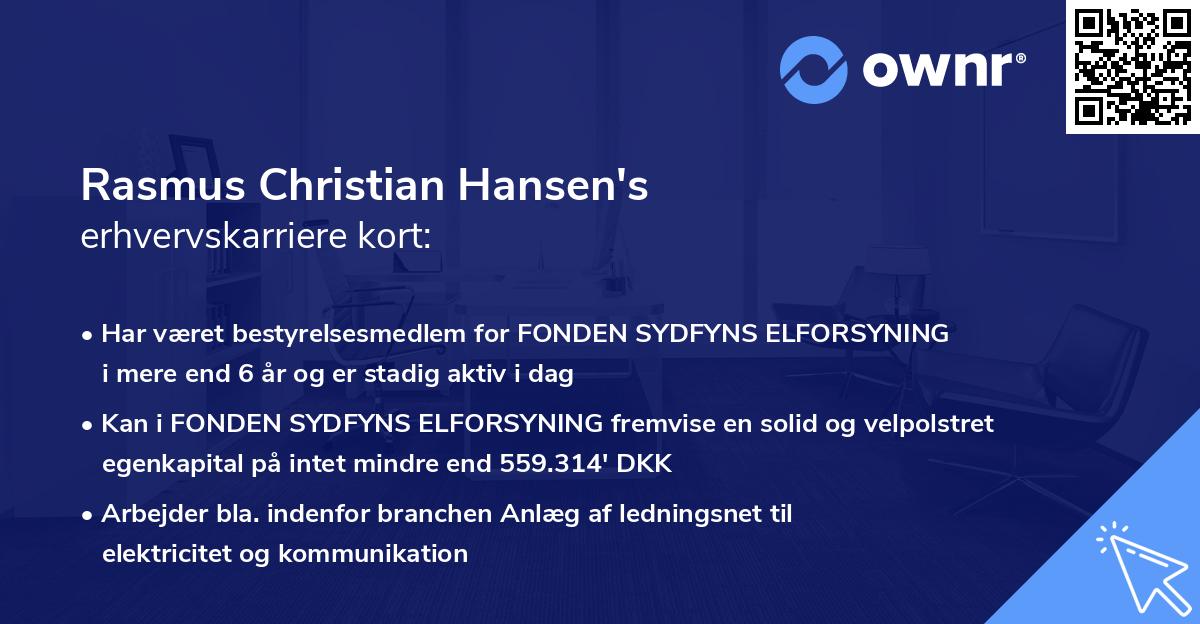 Rasmus Christian Hansen's erhvervskarriere kort