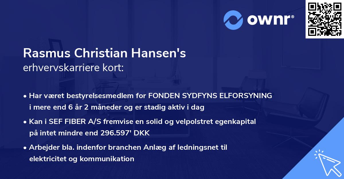 Rasmus Christian Hansen's erhvervskarriere kort