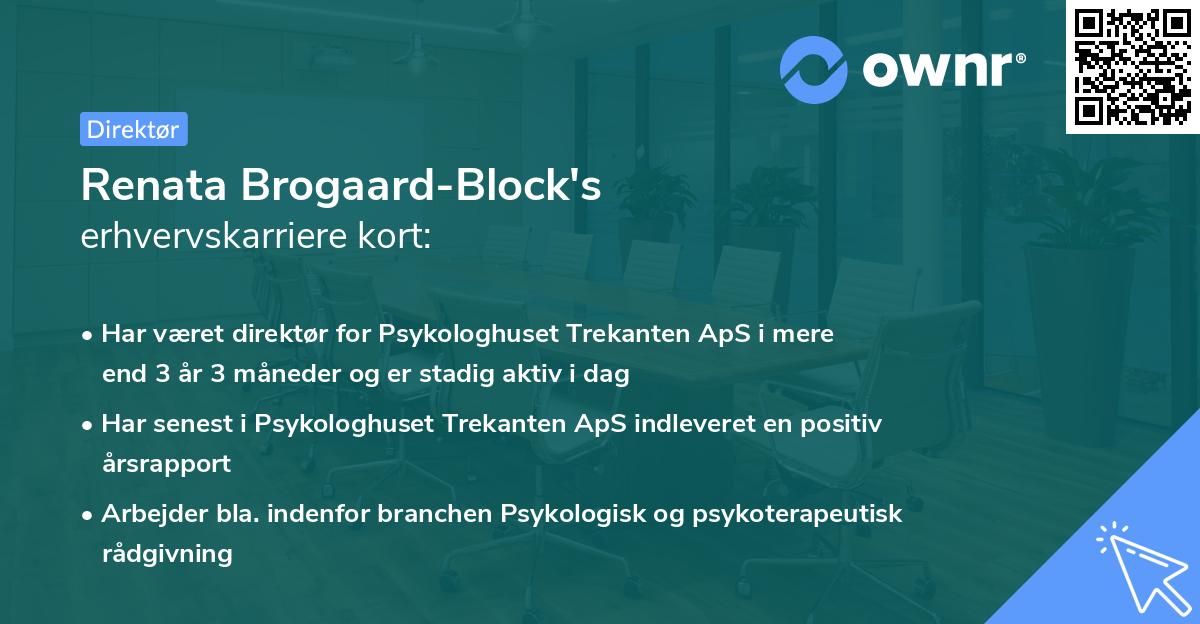 Renata Brogaard-Block's erhvervskarriere kort