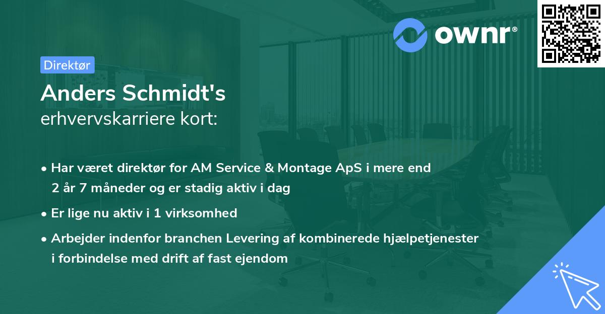 Anders Schmidt's erhvervskarriere kort