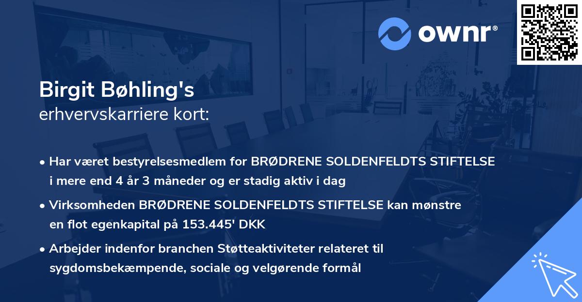 Birgit Bøhling's erhvervskarriere kort