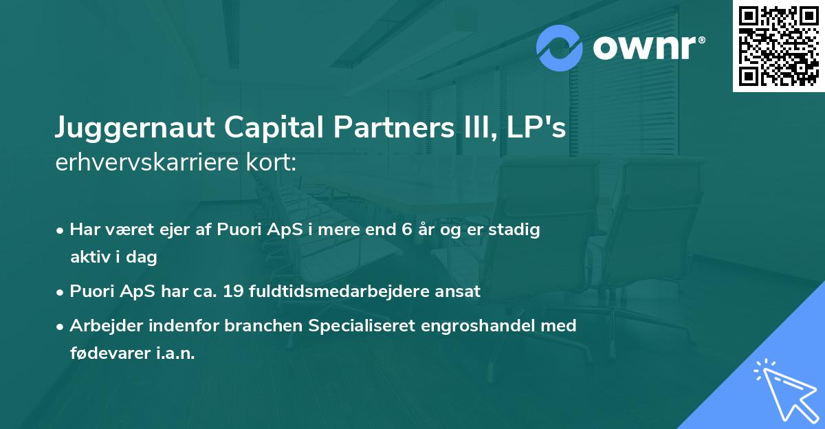 Juggernaut Capital Partners III, LP's erhvervskarriere kort