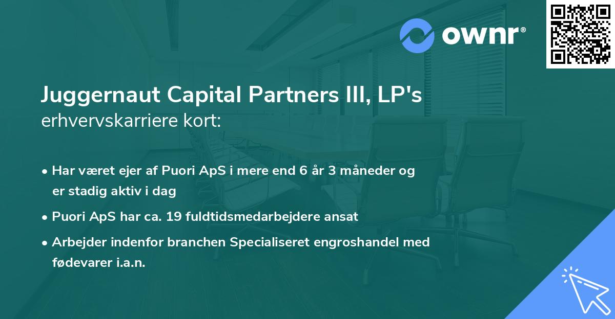 Juggernaut Capital Partners III, LP's erhvervskarriere kort