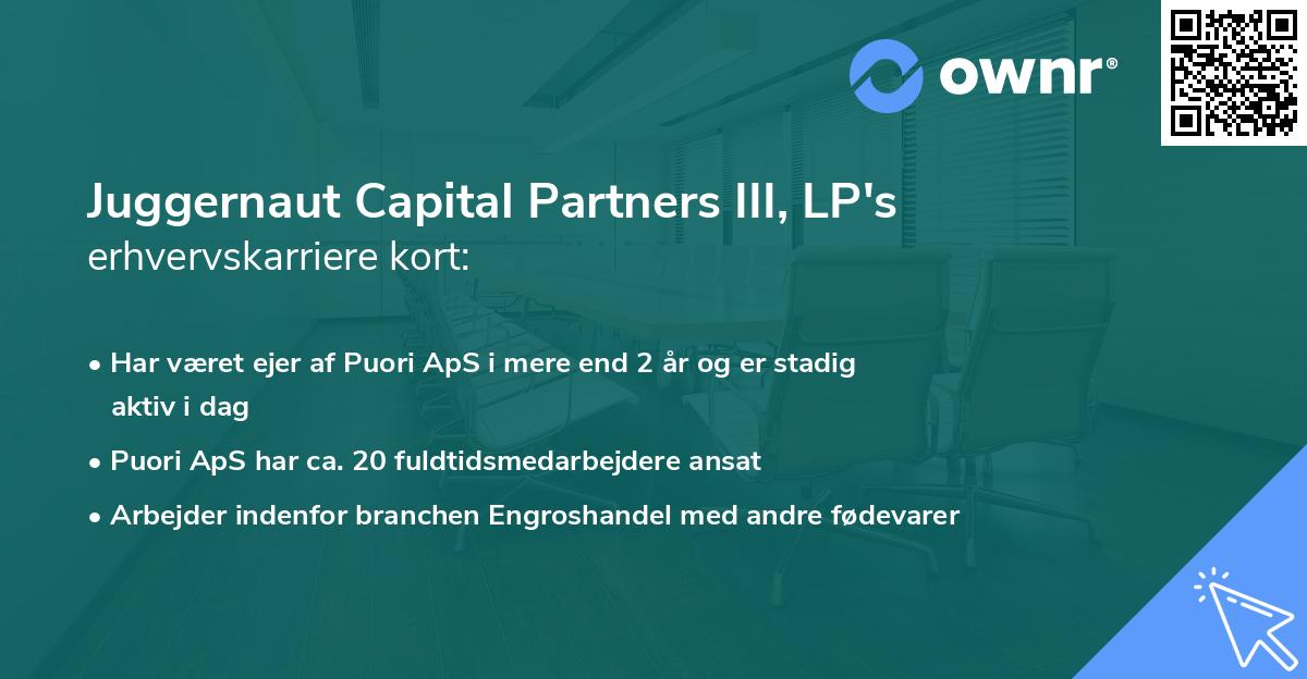 Juggernaut Capital Partners III, LP's erhvervskarriere kort