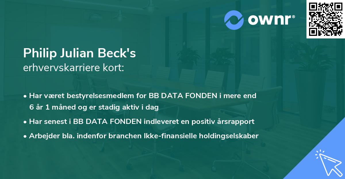 Philip Julian Beck's erhvervskarriere kort