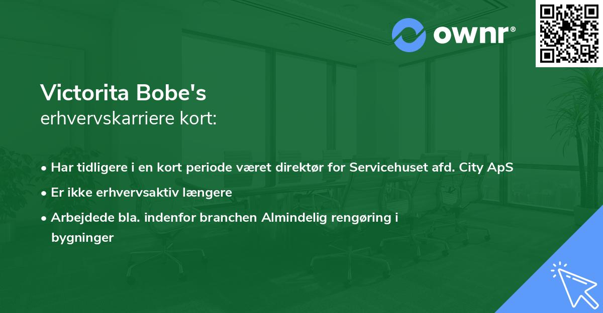 Victorita Bobe's erhvervskarriere kort