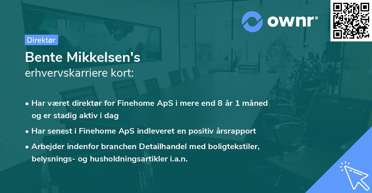 Bente Mikkelsen's erhvervskarriere kort