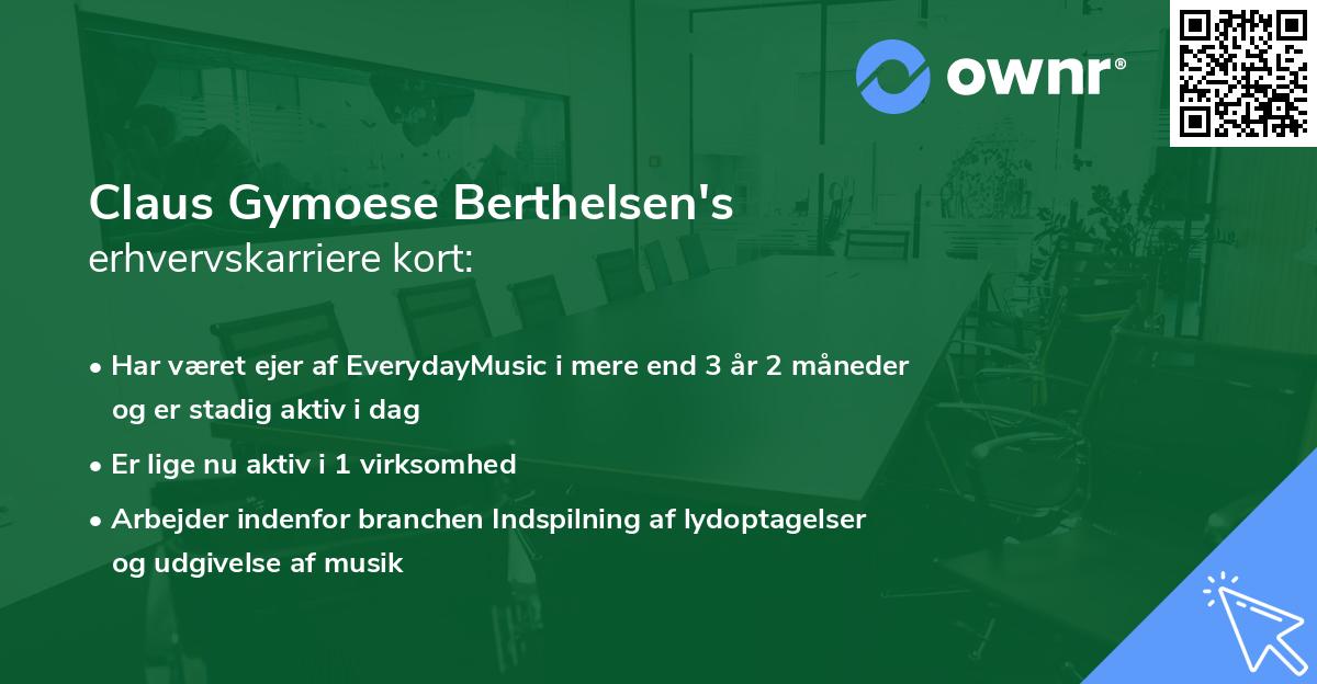 Claus Gymoese Berthelsen's erhvervskarriere kort