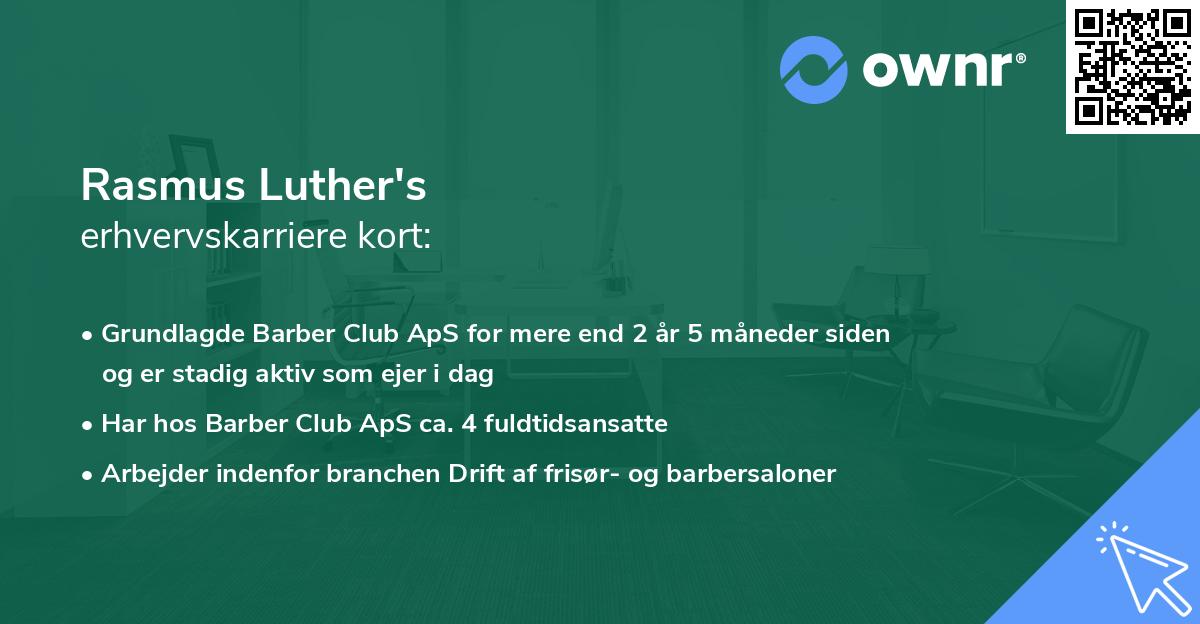 Rasmus Luther's erhvervskarriere kort