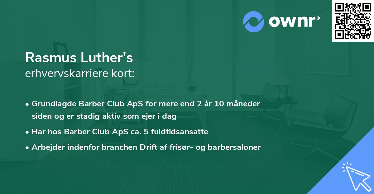 Rasmus Luther's erhvervskarriere kort