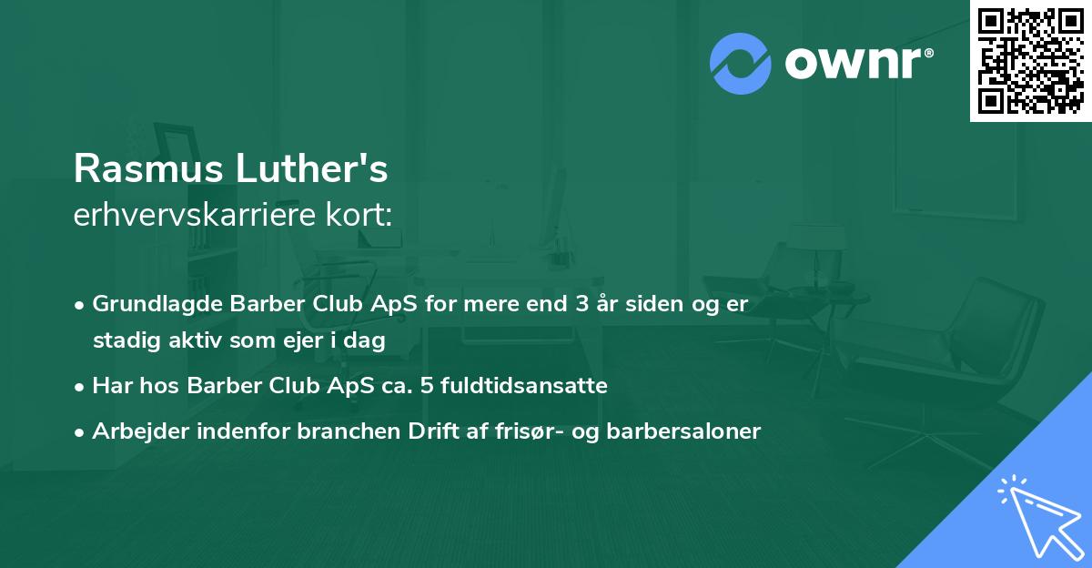Rasmus Luther's erhvervskarriere kort