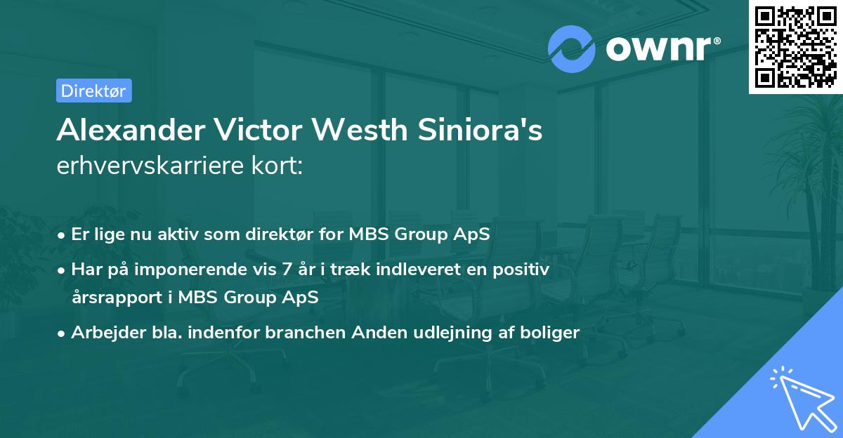Alexander Victor Westh Siniora's erhvervskarriere kort