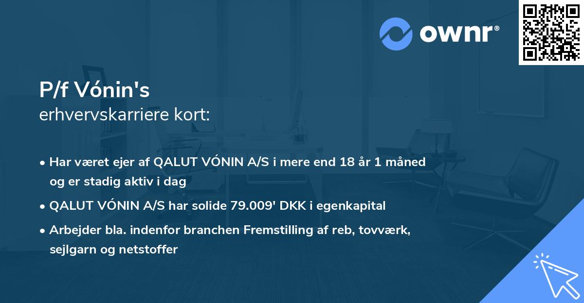 P/f Vónin's erhvervskarriere kort