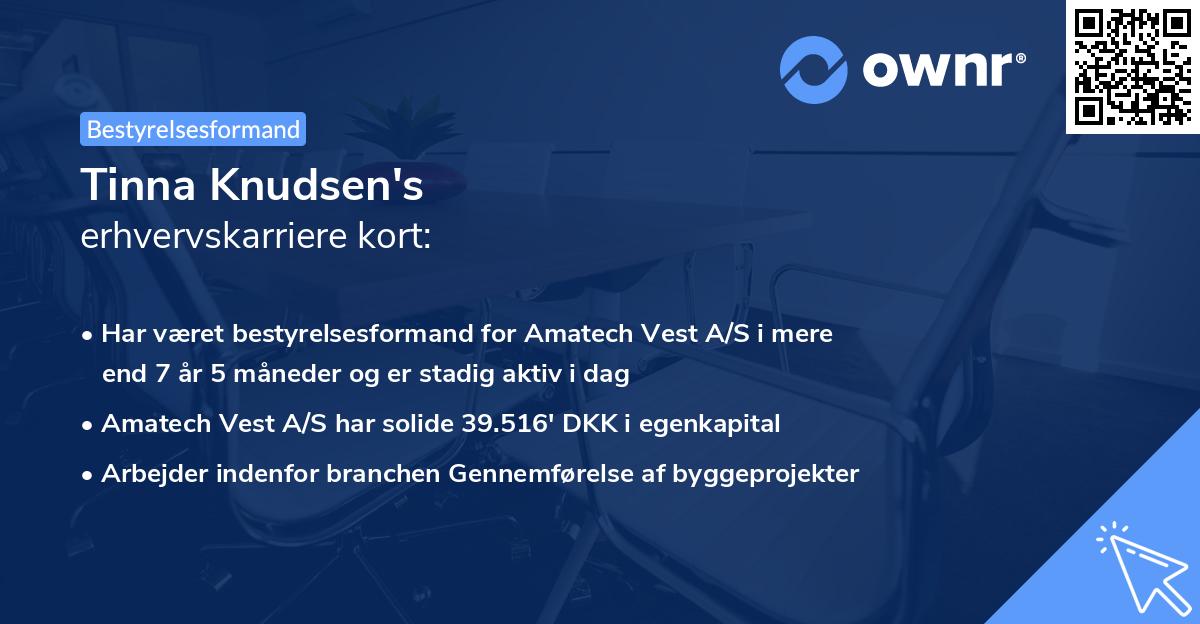 Tinna Knudsen's erhvervskarriere kort