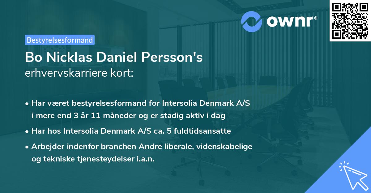 Bo Nicklas Daniel Persson's erhvervskarriere kort