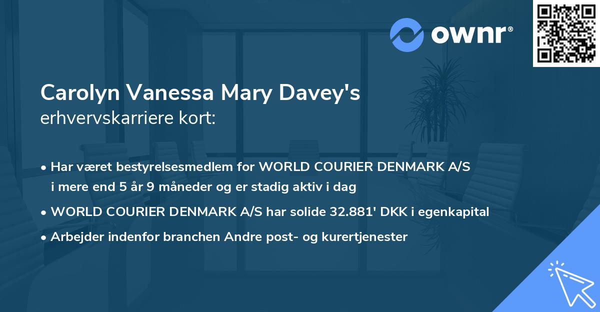 Carolyn Vanessa Mary Davey's erhvervskarriere kort