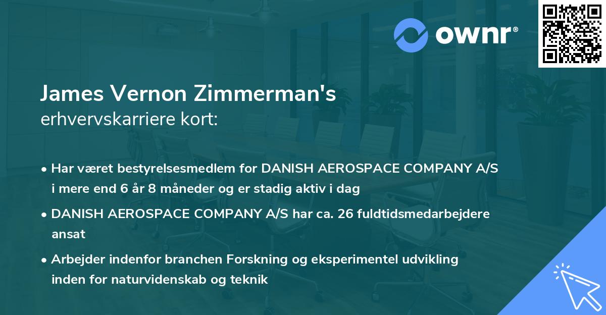 James Vernon Zimmerman's erhvervskarriere kort
