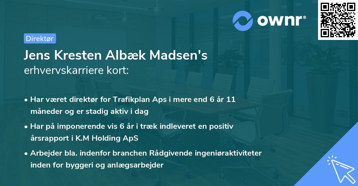 Jens Kresten Albæk Madsen's erhvervskarriere kort