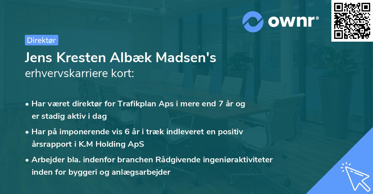 Jens Kresten Albæk Madsen's erhvervskarriere kort