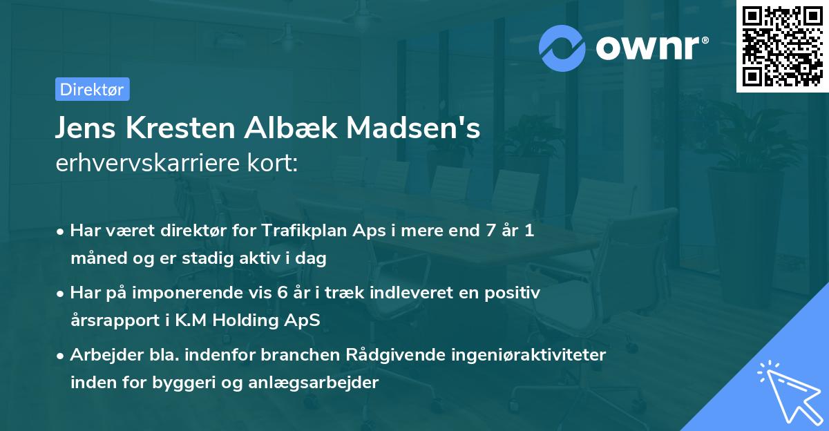Jens Kresten Albæk Madsen's erhvervskarriere kort