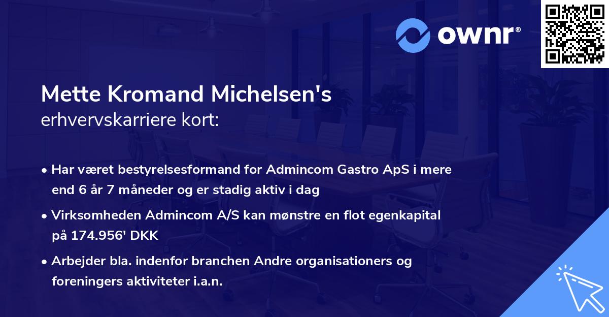 Mette Kromand Michelsen's erhvervskarriere kort