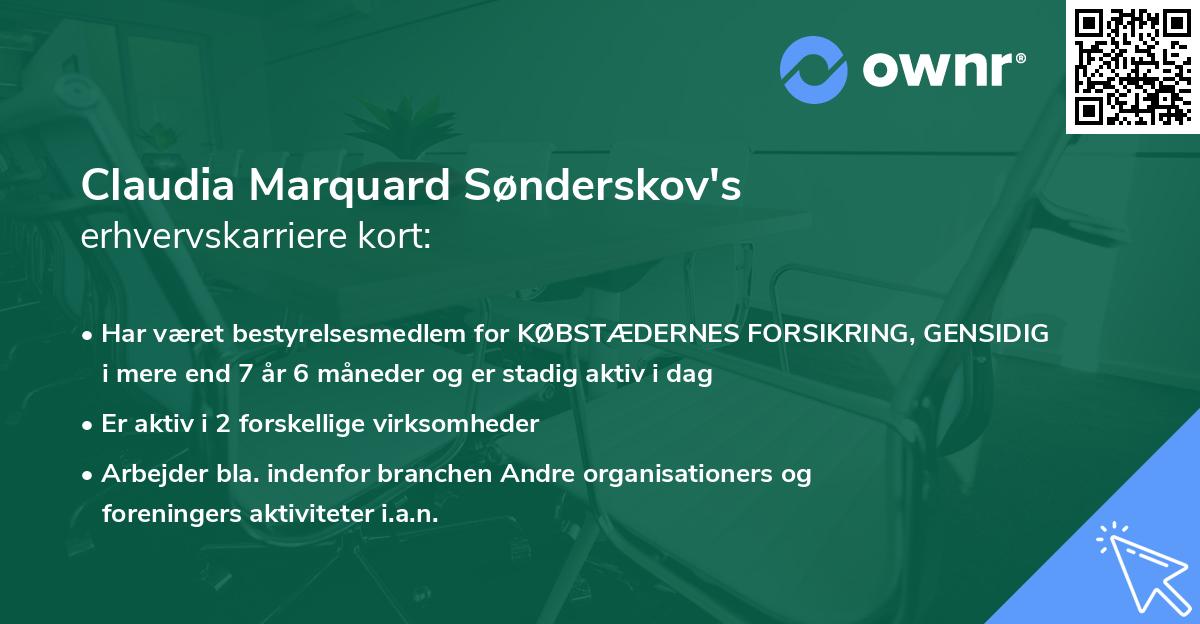Claudia Marquard Sønderskov's erhvervskarriere kort