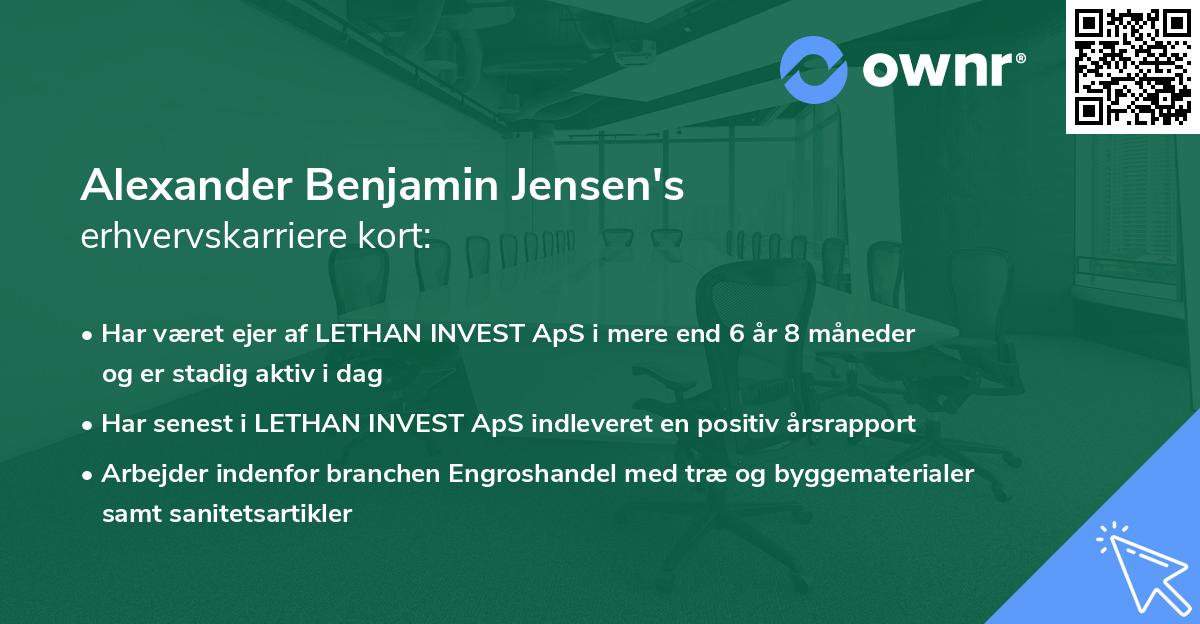 Alexander Benjamin Jensen's erhvervskarriere kort