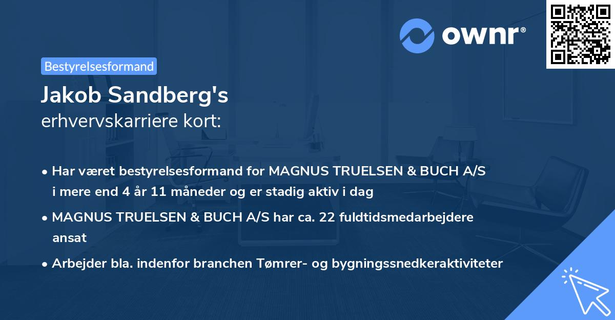 Jakob Sandberg's erhvervskarriere kort