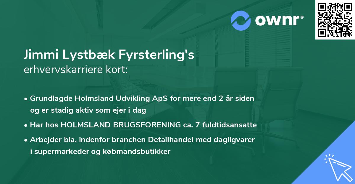 Jimmi Lystbæk Fyrsterling's erhvervskarriere kort