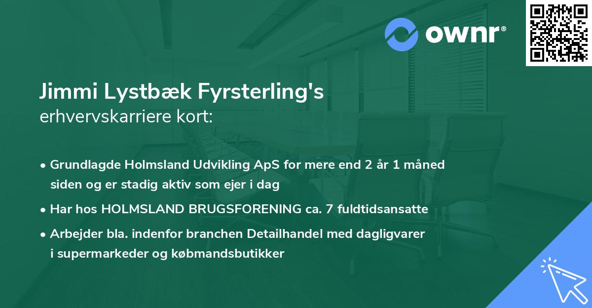 Jimmi Lystbæk Fyrsterling's erhvervskarriere kort