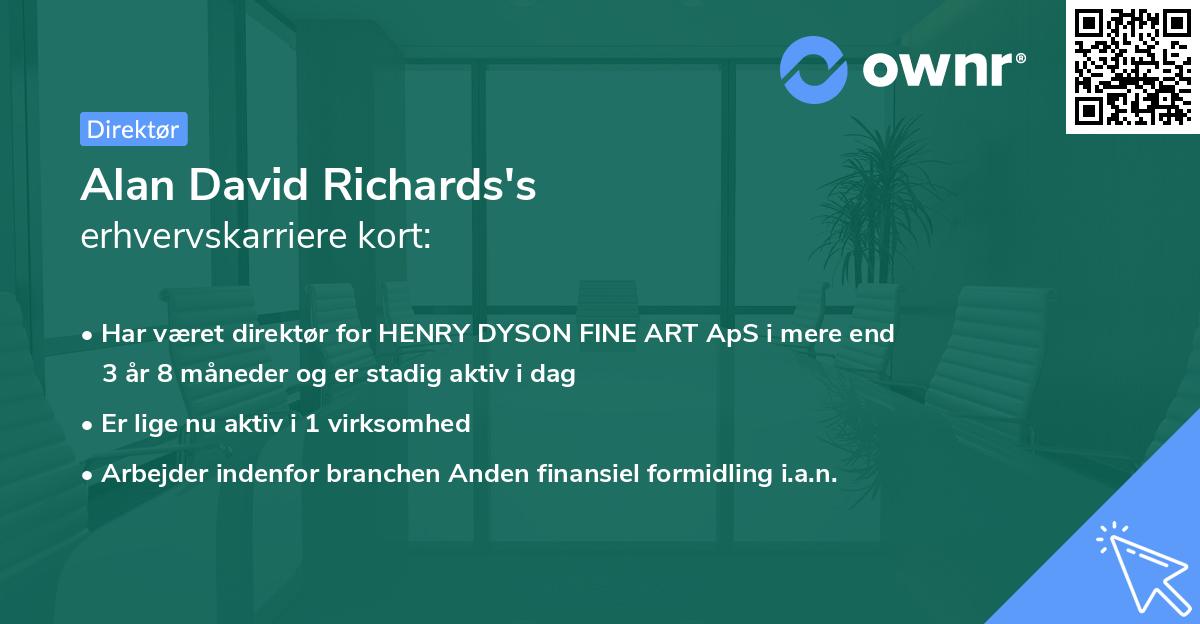 Alan David Richards's erhvervskarriere kort