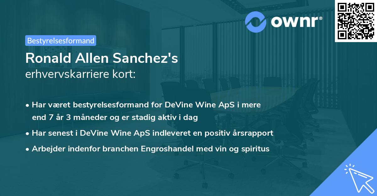 Ronald Allen Sanchez's erhvervskarriere kort